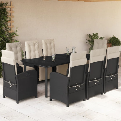 9-Delige Tuinset Poly Rattan Zwart 8 200 cm tafellengte