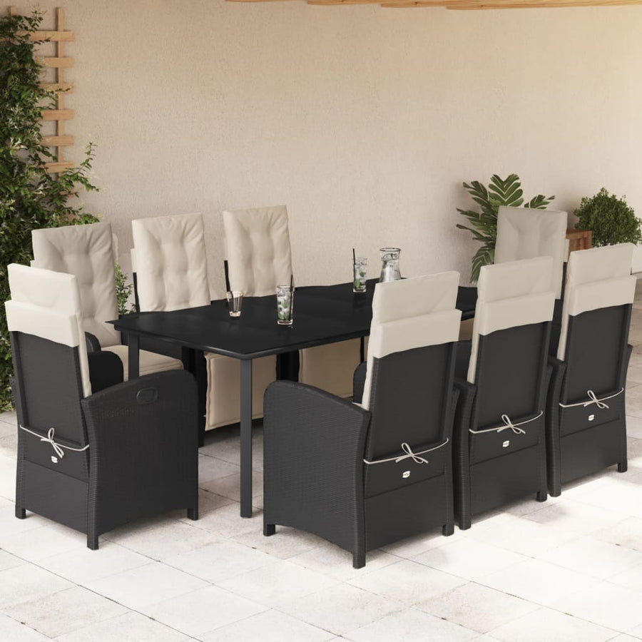 9-Delige Tuinset Poly Rattan Zwart 8 200 cm tafellengte