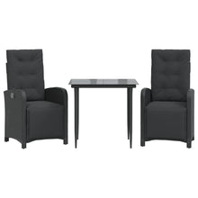 3-Delige Bistroset Met Kussens Poly Rattan Zwart