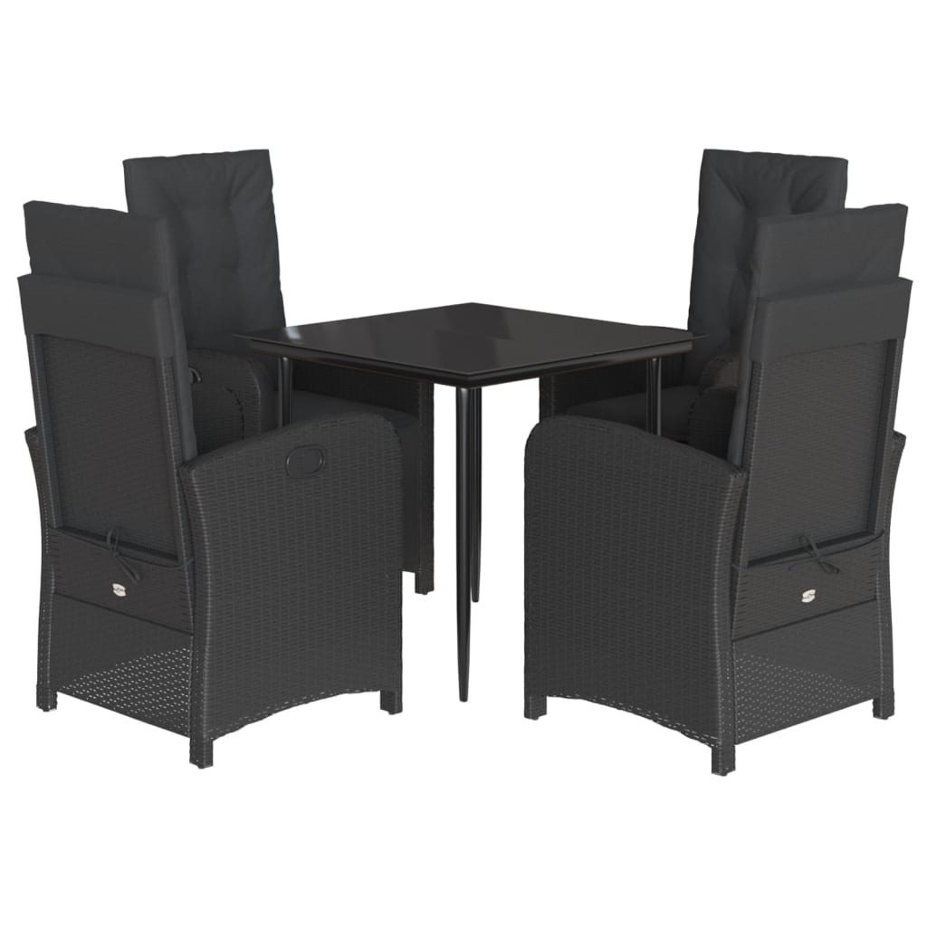 5-Delige Tuinset Met Kussens Poly Rattan Zwart