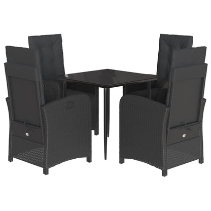 5-Delige Tuinset Met Kussens Poly Rattan Zwart