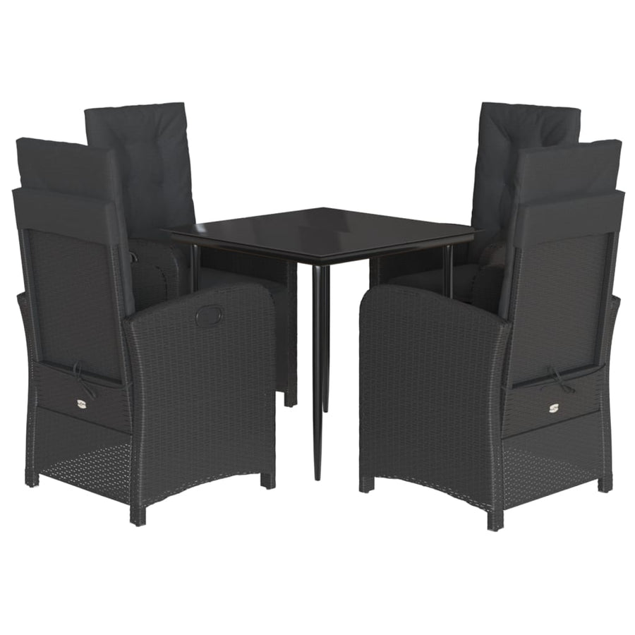 5-Delige Tuinset Met Kussens Poly Rattan Zwart