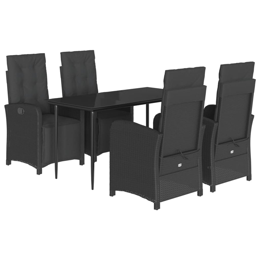 5-Delige Tuinset Met Kussens Poly Rattan Zwart