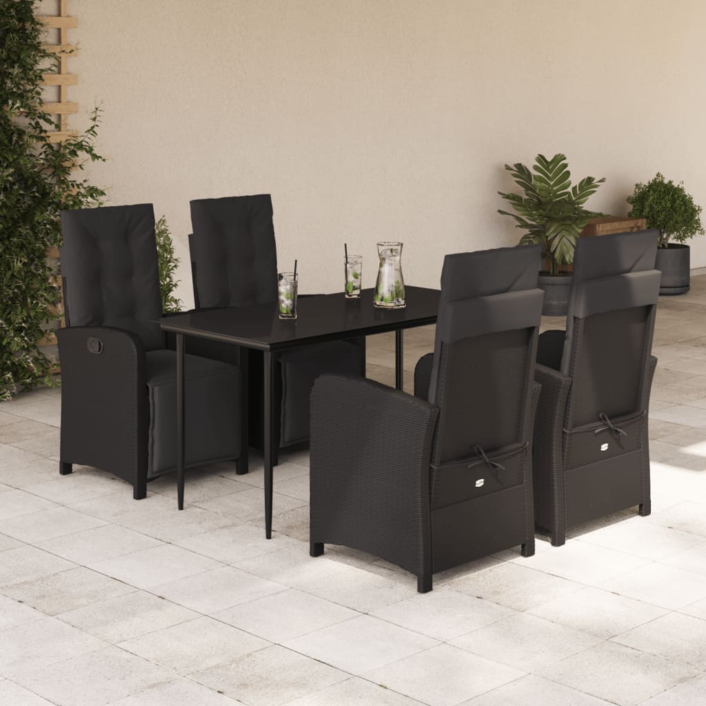 5-Delige Tuinset Met Kussens Poly Rattan Zwart