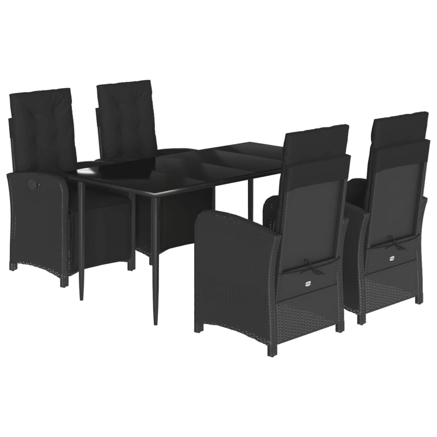 5-Delige Tuinset Met Kussens Poly Rattan Zwart