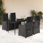Tuinset 5-delig poly rattan zwart met kussens