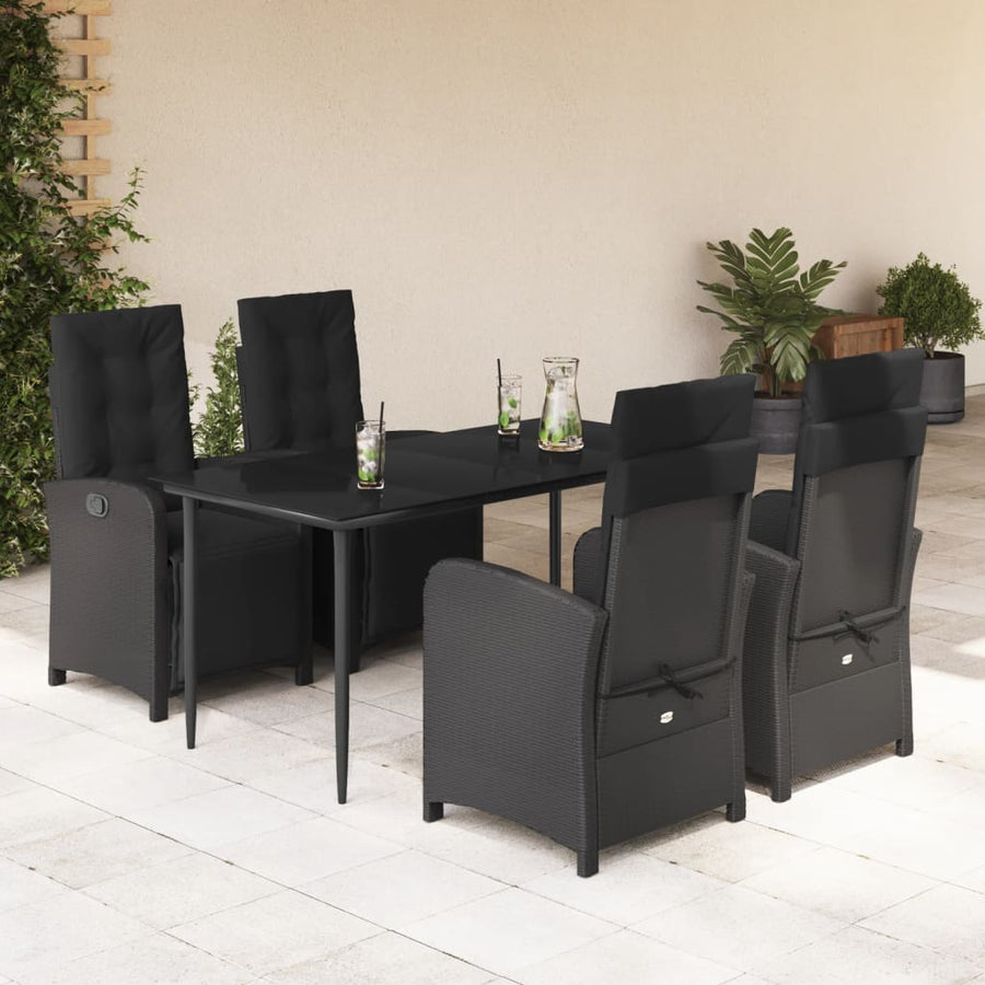 5-Delige Tuinset Met Kussens Poly Rattan Zwart