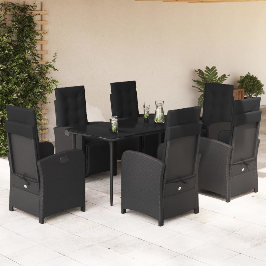 7-Delige Tuinset Met Kussens Poly Rattan Zwart