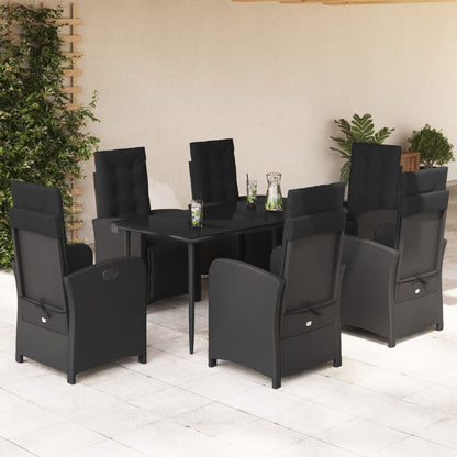 7-Delige Tuinset Met Kussens Poly Rattan Zwart