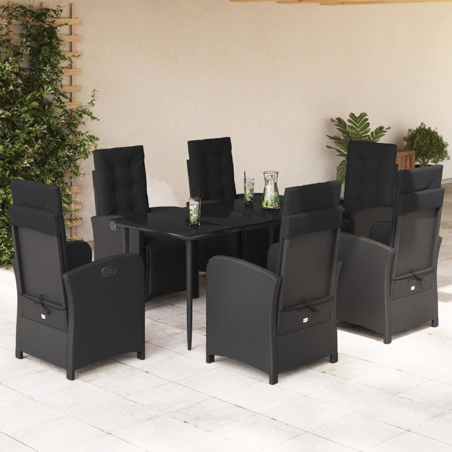 7-Delige Tuinset Met Kussens Poly Rattan Zwart