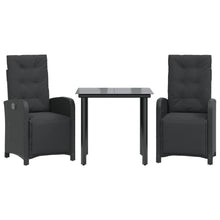 3-Delige Bistroset Met Kussens Poly Rattan Zwart