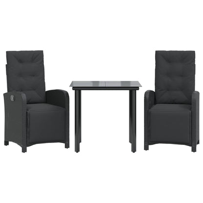 3-Delige Bistroset Met Kussens Poly Rattan Zwart