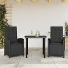 3-Delige Bistroset Met Kussens Poly Rattan Zwart