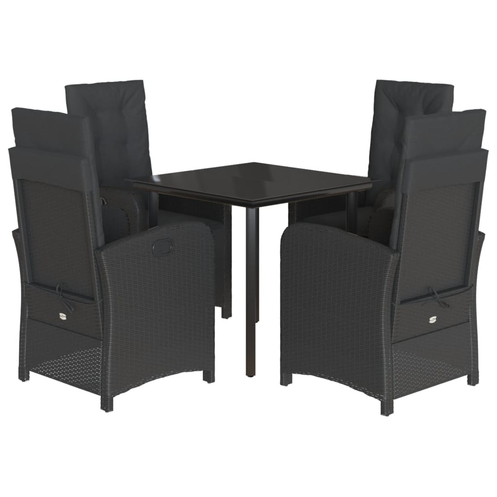 5-Delige Tuinset Met Kussens Poly Rattan Zwart
