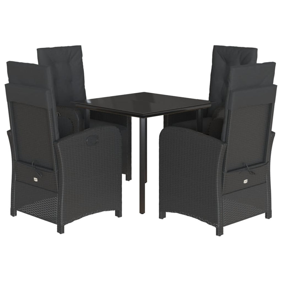 5-Delige Tuinset Met Kussens Poly Rattan Zwart
