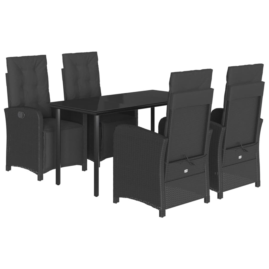 5-Delige Tuinset Met Kussens Poly Rattan Zwart