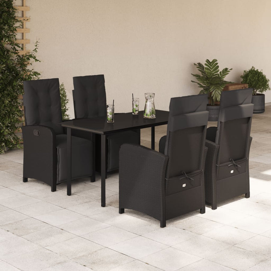 5-Delige Tuinset Met Kussens Poly Rattan Zwart