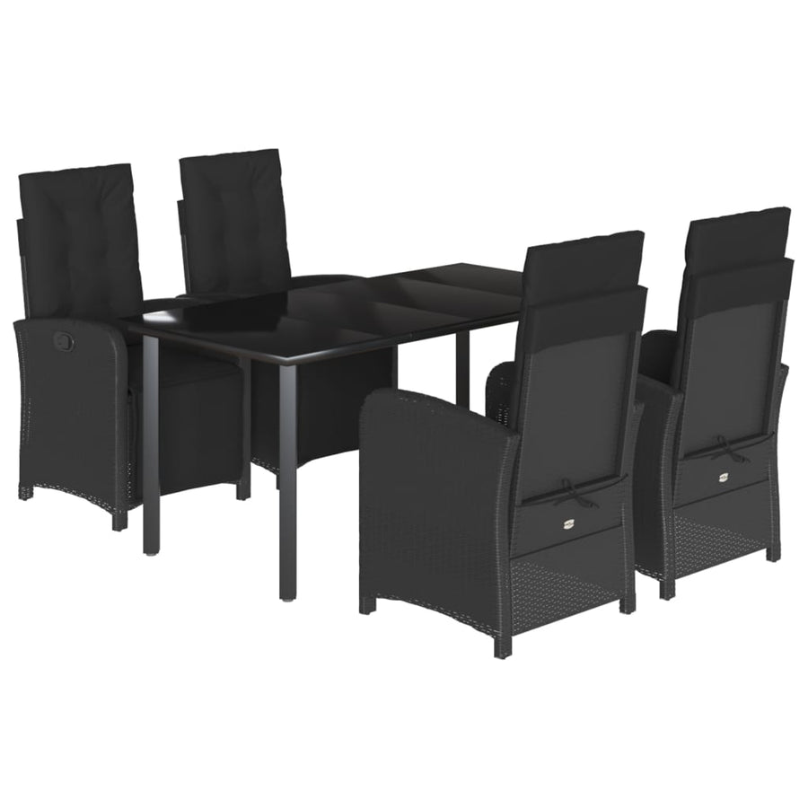5-Delige Tuinset Met Kussens Poly Rattan Zwart