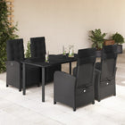 5-piece Garden Set with Cushions, Poly Rattan, Black