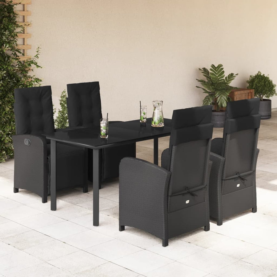 5-Delige Tuinset Met Kussens Poly Rattan Zwart