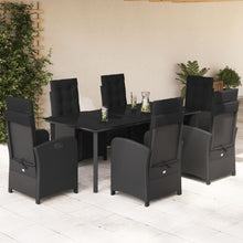7-Delige Tuinset Met Kussens Poly Rattan Zwart 6 200 cm tafellengte