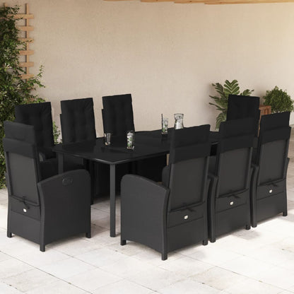 9-Delige Tuinset Poly Rattan Zwart 8 200 cm tafellengte