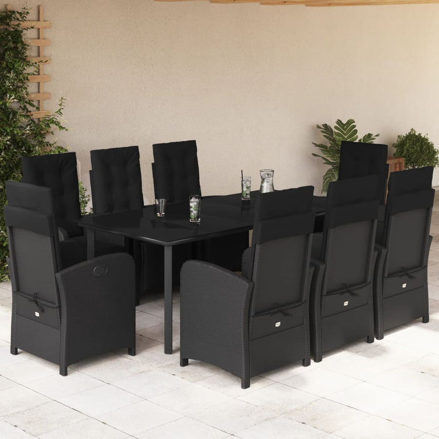 9-Delige Tuinset Poly Rattan Zwart 8 200 cm tafellengte