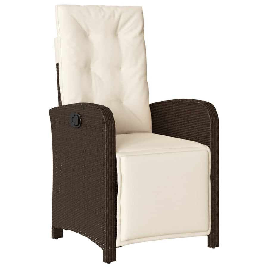 3-delige Bistroset met kussens poly rattan bruin 3 80 cm tafellengte