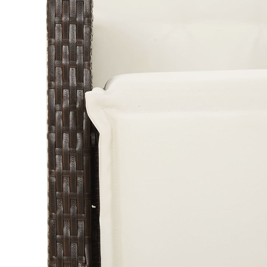 3-delige Bistroset met kussens poly rattan bruin 3 80 cm tafellengte