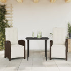 3-delige Bistroset met kussens poly rattan bruin 3 80 cm tafellengte