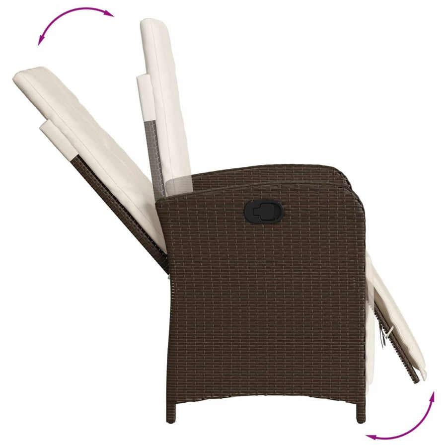 5-delige Tuinset met kussens poly rattan bruin 5 80 cm tafellengte