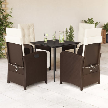 5-delige Tuinset met kussens poly rattan bruin 5 80 cm tafellengte