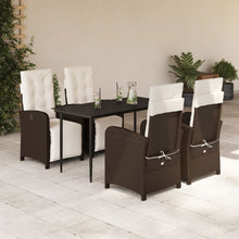 5-delige Tuinset met kussens poly rattan bruin 5 140 cm tafellengte Puntige poot