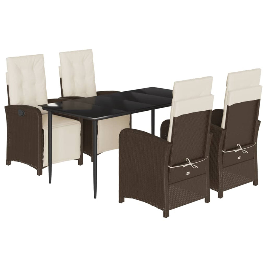 5-Delige Tuinset Met Kussens Poly Rattan Bruin
