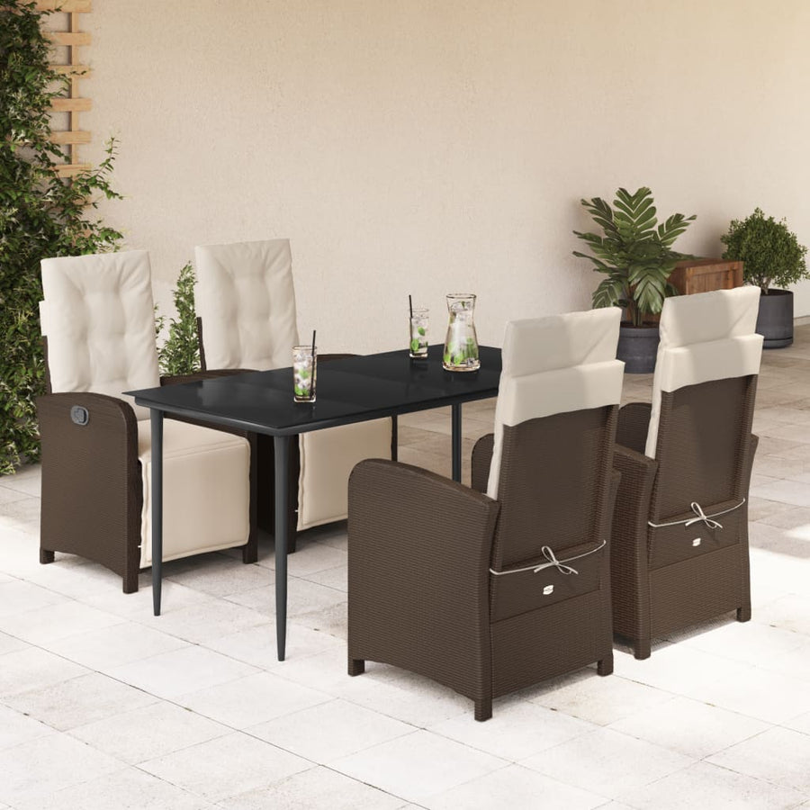 5-Delige Tuinset Met Kussens Poly Rattan Bruin