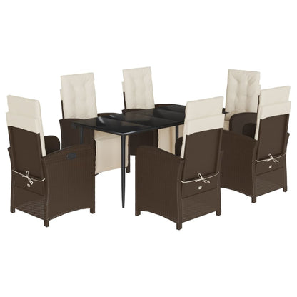 7-Delige Tuinset Met Kussens Poly Rattan Bruin