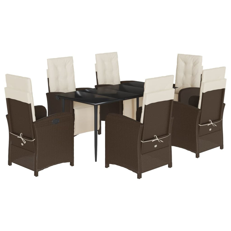 7-Delige Tuinset Met Kussens Poly Rattan Bruin