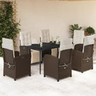 7-piece Poly Rattan Garden Set with Cushions Brown