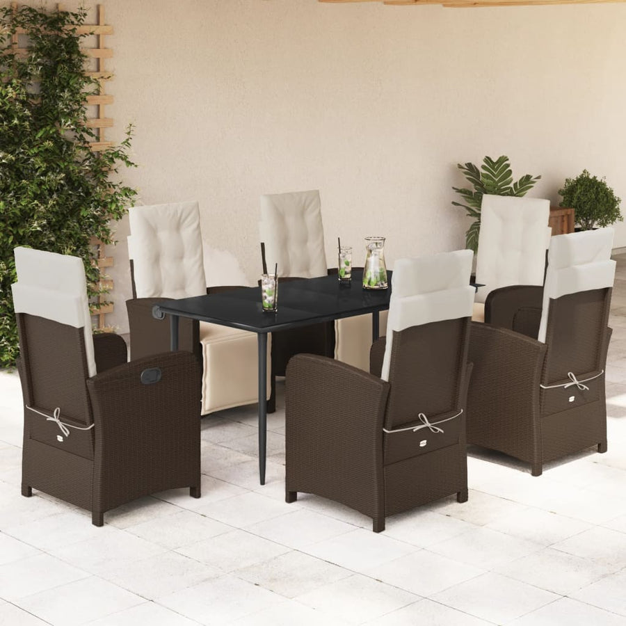 7-Delige Tuinset Met Kussens Poly Rattan Bruin