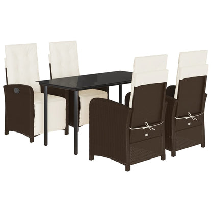 5-delige Tuinset met kussens poly rattan bruin 5 140 cm tafellengte Ronde poot