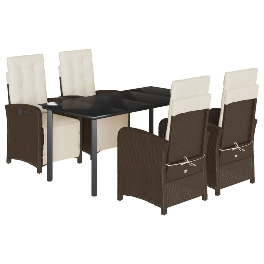 5-Delige Tuinset Met Kussens Poly Rattan Bruin