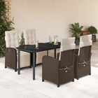 5-piece Garden Set with Cushions Poly Rattan Brown