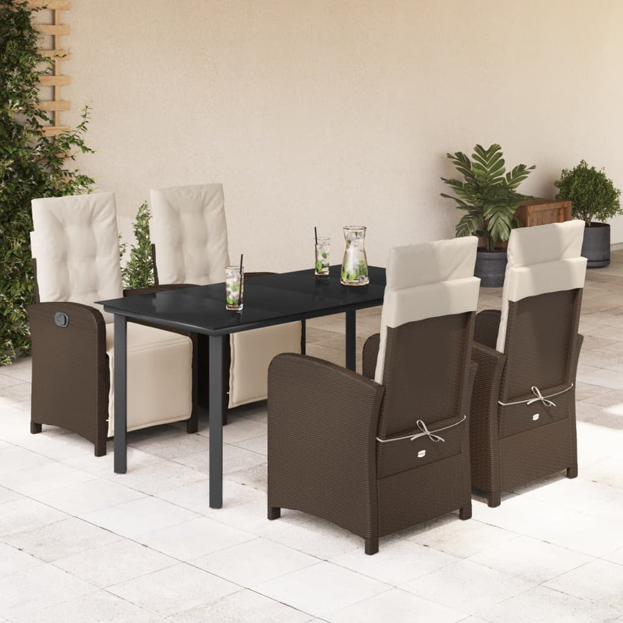 5-Delige Tuinset Met Kussens Poly Rattan Bruin