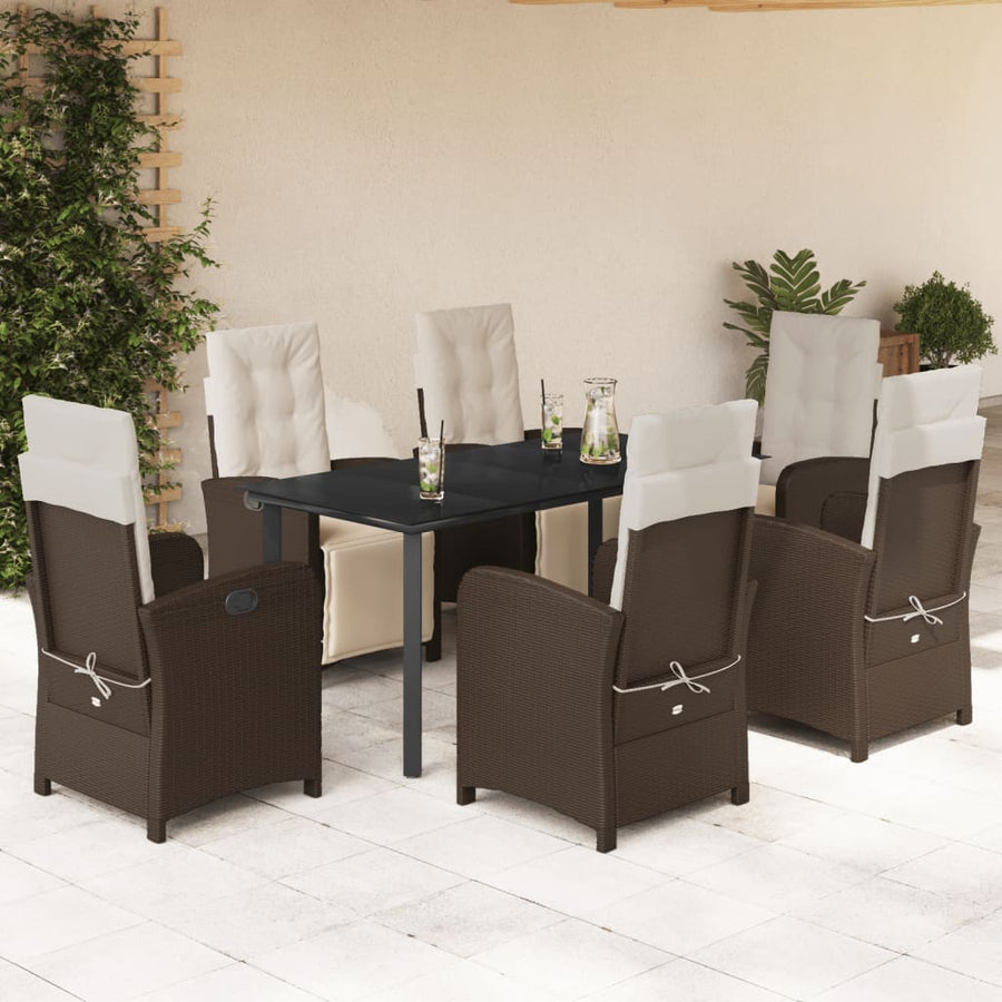 7-Delige Tuinset Met Kussens Poly Rattan Bruin