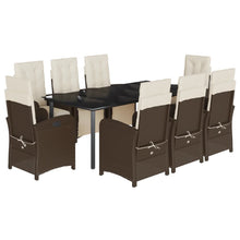 9-Delige Tuinset Met Kussens Poly Rattan Bruin 8 200 cm tafellengte