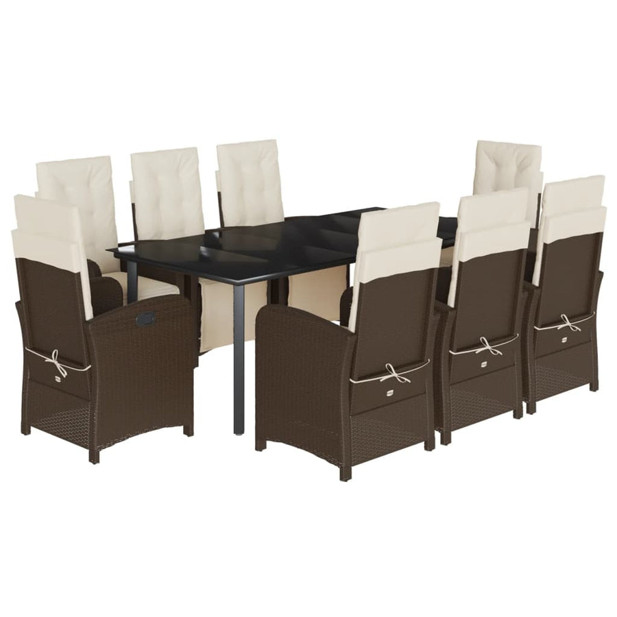 9-Delige Tuinset Met Kussens Poly Rattan Bruin 8 200 cm tafellengte