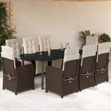 9-Delige Tuinset Met Kussens Poly Rattan Bruin 8 200 cm tafellengte