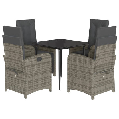 5-Delige Tuinset Met Kussens Poly Rattan Grijs