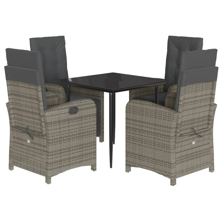 5-Delige Tuinset Met Kussens Poly Rattan Grijs