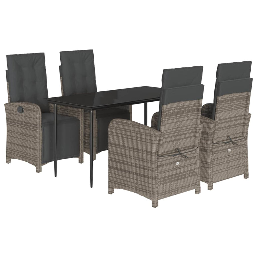 5-Delige Tuinset Met Kussens Poly Rattan Grijs